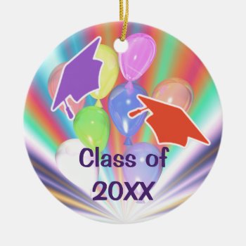 Graduation Celebration Caps And Balloons Ceramic Ornament by Peerdrops at Zazzle