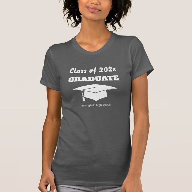 Graduation Celebration Class White Hat Class Year T-Shirt (Front)