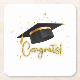Graduation Celebration Collection Square Paper Coaster