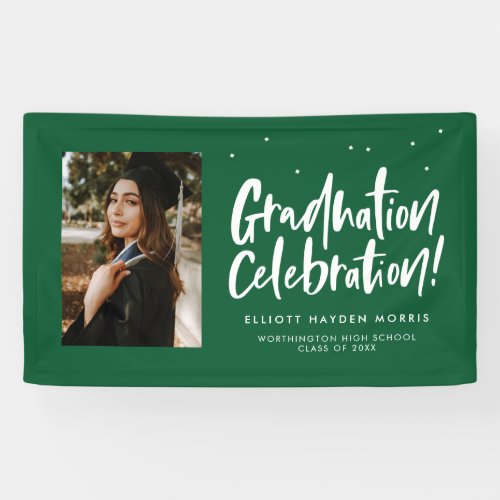 Graduation celebration green graduate party banner
