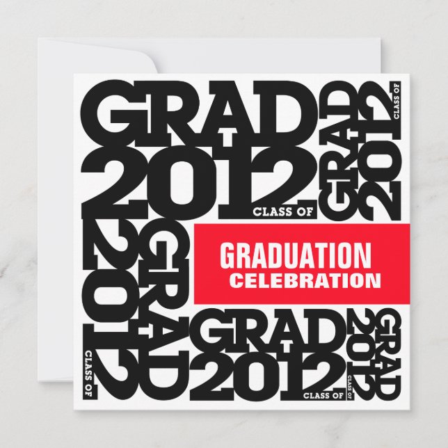 Graduation Celebration Invitation 2012 Black Red (Front)