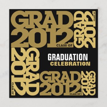 Graduation Celebration Invitation 2012 Gold 4 by pixibition at Zazzle