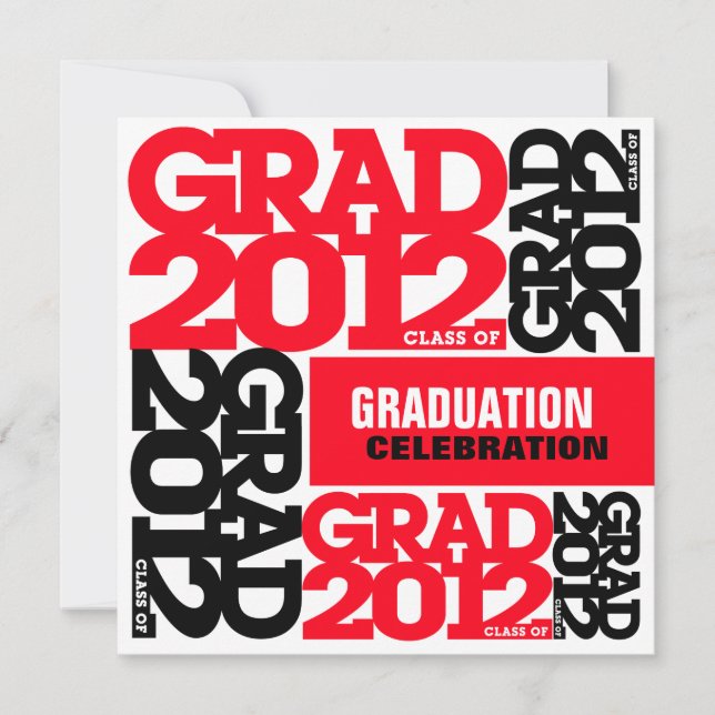 Graduation Celebration Invitation 2012 Red Black W (Front)