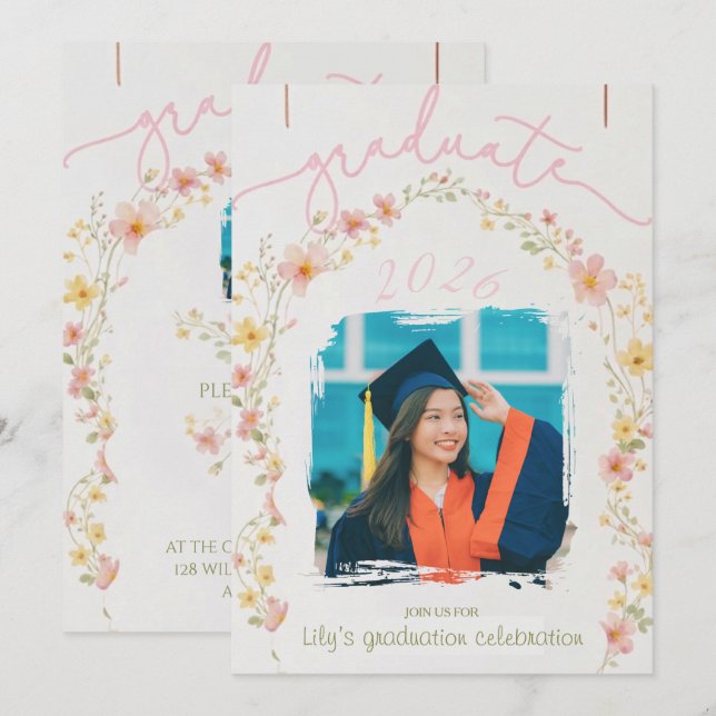 Graduation Celebration Invitation Party Template (Front/Back)