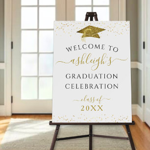 Graduation Celebration Party Gold Glitter Welcome Foam Board
