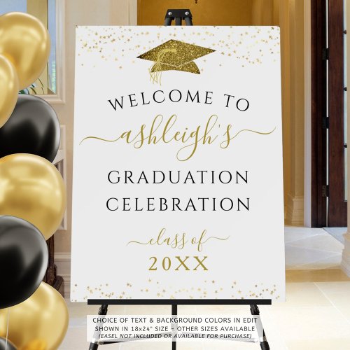 Graduation Celebration Party Gold Glitter Welcome Foam Board