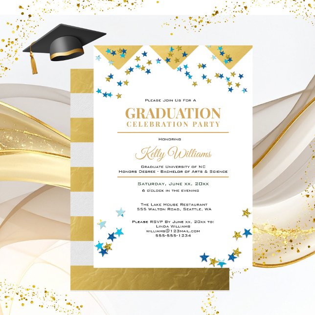 Graduation Celebration Party Gold Trim Invitation (Graduation Celebration Party Gold Trim Invitation)