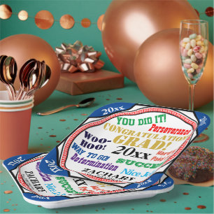 Graduation Celebration Personalize School Colors Paper Plates