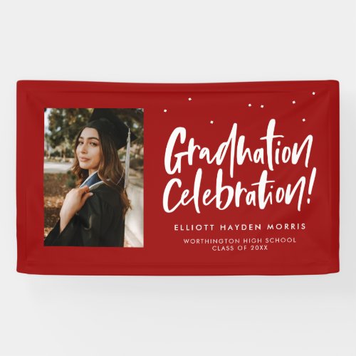 Graduation celebration red handlettered graduate banner