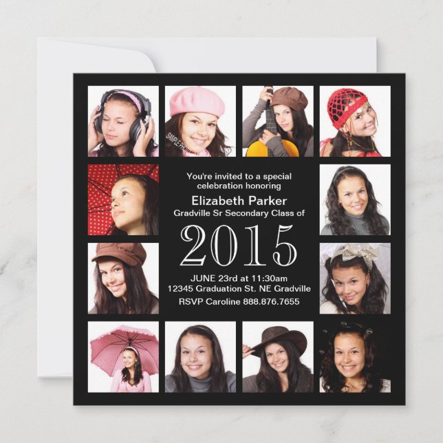 Graduation Celebration with 12 Photos Invitation (Front)