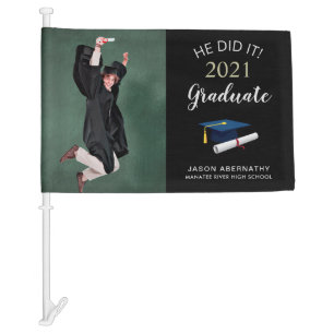 Graduation Celebration with Photo and Class Year Car Flag