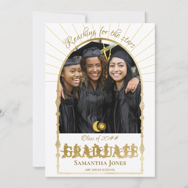 Graduation Celestial Astronomy Space Grad Photo Invitation (Front)