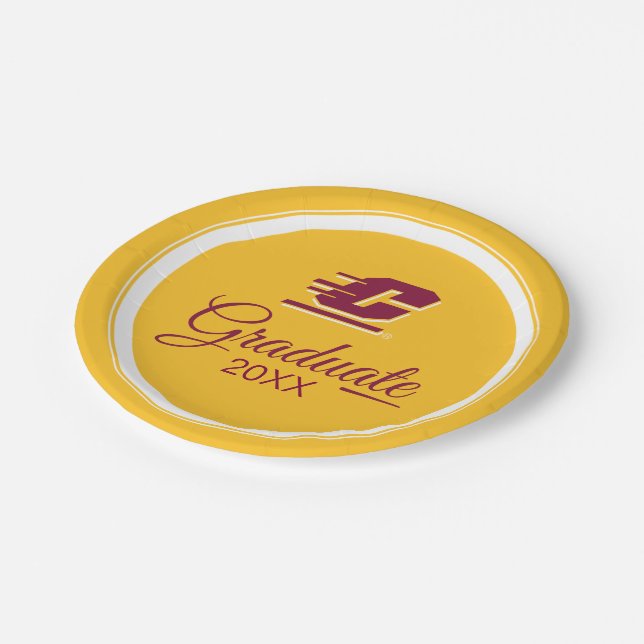 Graduation Central Michigan Paper Plates (Angled)
