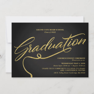 Graduation Ceremony Invitation Black Gold
