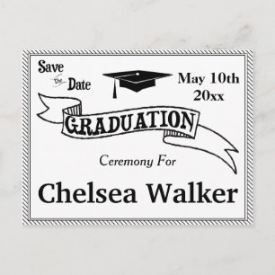 Graduation Ceremony Or Party Save The Date Announcement Postcard