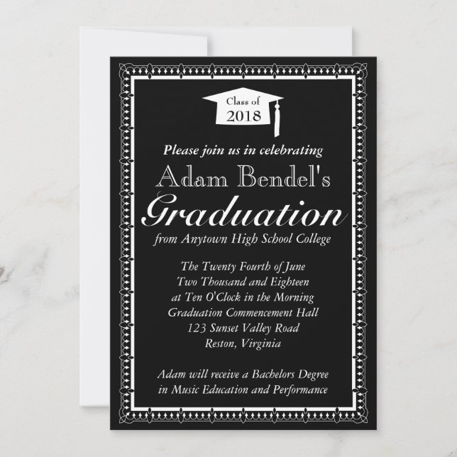 Graduation Certificate Announcement - Black (Front)