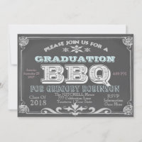 Graduation Chalkboard BBQ Invitations