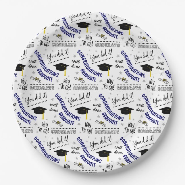 Graduation Cheer Pattern Paper Plates (Front)