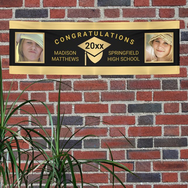 Graduation Chic Gold Congratulations Photo Banner (Creator Uploaded)