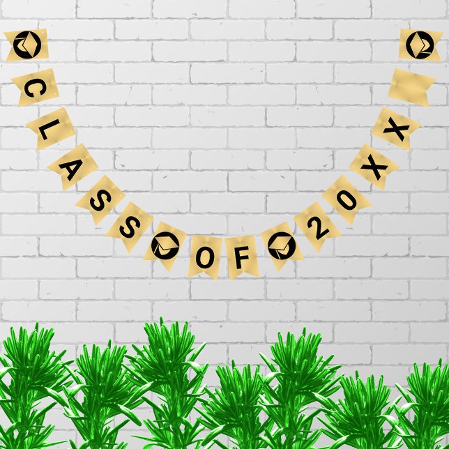 Graduation Chic Gold Create Your Class Of Bunting Flags (Creator Uploaded)