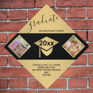 Graduation Chic Gold Script Year 2 Photo Cap Topper
