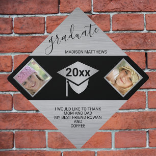 Graduation Chic Silver Script Year 2 Photo Cap Topper