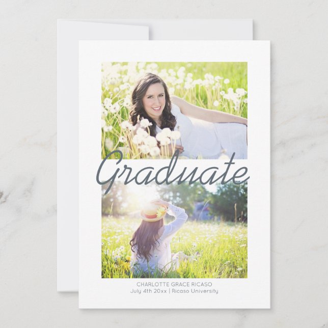 Graduation Circle Pattern Grey Modern Personalized Announcement (Front)
