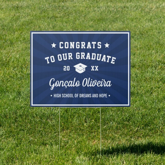 Graduation Class 2021 Double Sided Blue Yard Sign (Insitu)