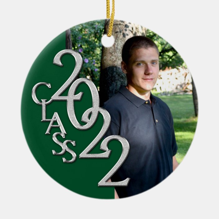 Graduation Class 2022 Photo Green Silver Ceramic Ornament | Zazzle.com