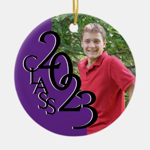 Graduation Class 2023 Photo Purple Ceramic Ornament