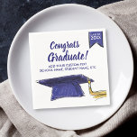 Graduation Class 20XX Congrats Blue Grad Cap Paper Napkins<br><div class="desc">Graduation paper napkins featuring a Blue Grad Cap and banner and Congratulations text - add your grad's class of year and custom lines of text (School or student name).  Perfect for graduation parties and celebrations.</div>