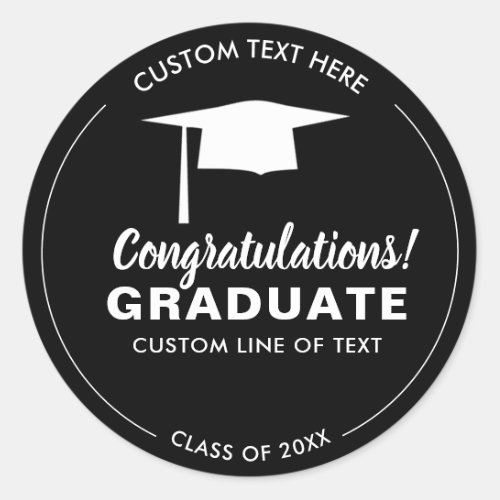 Graduation Class 20XX Grad Cap Your Color Custom Classic Round Sticker