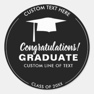Graduation Class 20XX Grad Cap Your Color Custom Classic Round Sticker