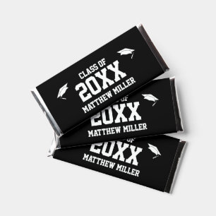 Graduation Class Black and White Graduate Name Hershey Bar Favors