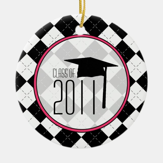 Graduation Class of 2011 Black Argyle Ceramic Ornament (Front)