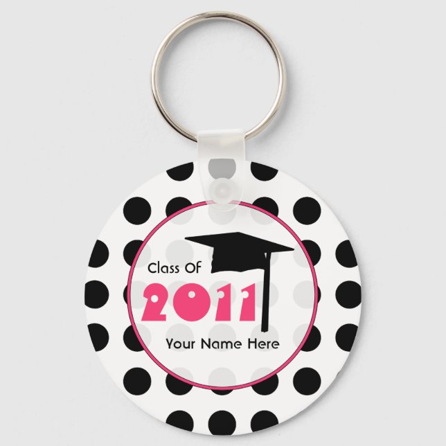 Graduation Class Of 2011 - Polka Dot & Pink Keychain (Front)