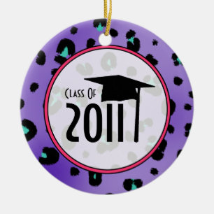 Graduation Class of 2011 Purple Leopard Print Ceramic Ornament