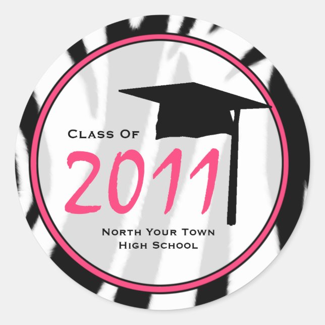 Graduation Class Of 2011 Zebra Print Sticker (Front)