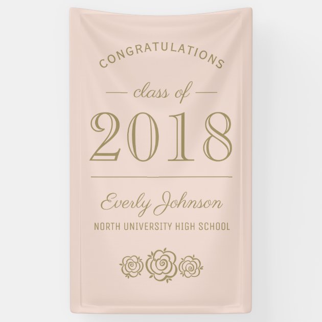 Graduation Class Of 2018 | Blush Pink And Gold Banner