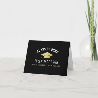 Graduation Class of 2020 | Black and Gold Thank You Card