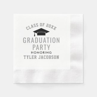 Graduation Class of 2020 | Black and Silver Paper Napkins