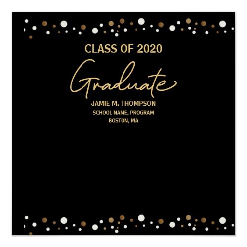 Graduation Class of 2020 Gold Black Elegant Poster