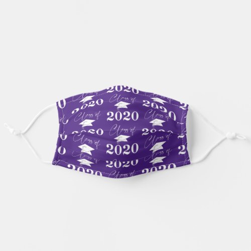 Graduation Class of 2020 Modern Typography Purple Adult Cloth Face Mask