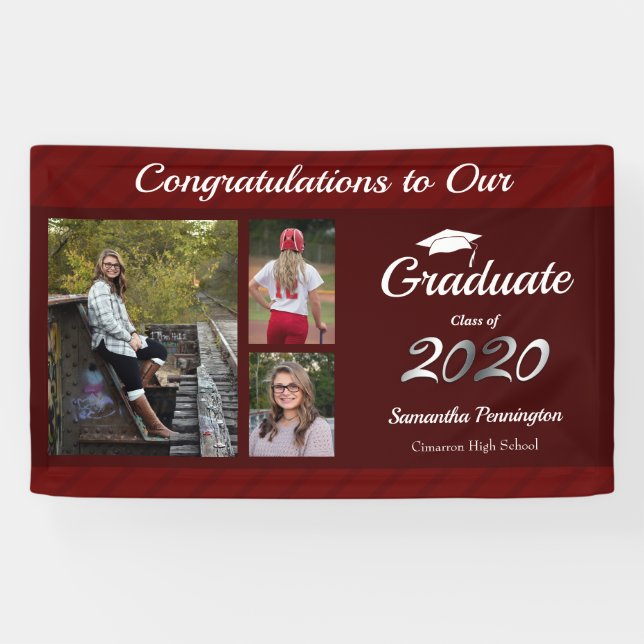 Graduation Class of 2020 Photo Collage Wine Banner (Horizontal)