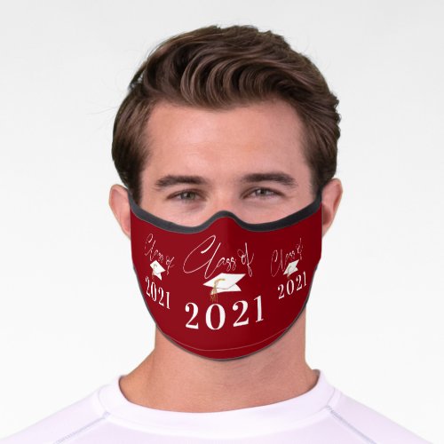 Graduation Class of 2021 Modern Typography Red Premium Face Mask