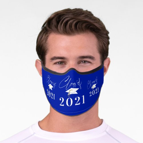 Graduation Class of 2021 Modern Typography Royal Premium Face Mask