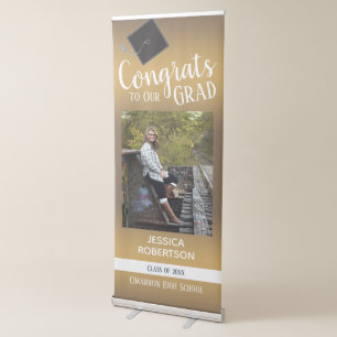 Graduation Class of 2021 Photo Gold Gradient Retractable Banner