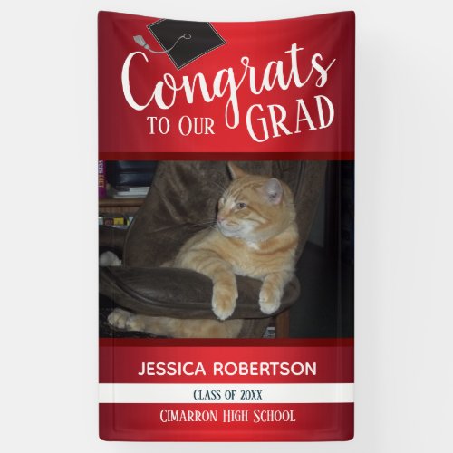 Graduation Class of 2021 Photo Red Gradient Banner
