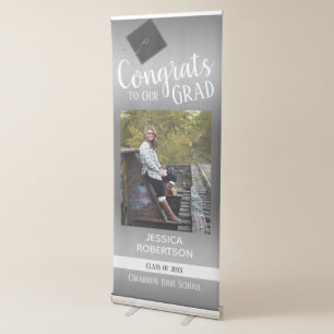 Graduation Class of 2021 Photo Silver Gradient Retractable Banner