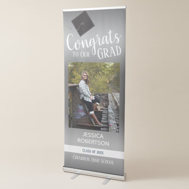 Graduation Class of 2021 Photo Silver Gradient Retractable Banner (3/4)